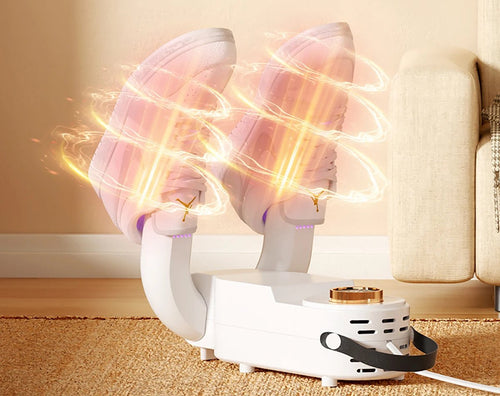 Secador de zapatillas con luz UV secando dos zapatillas